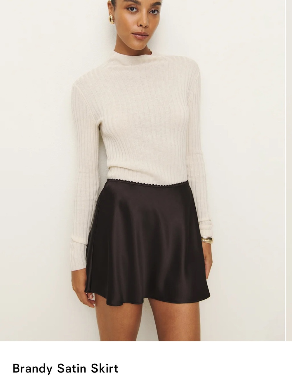 Reformation Black Brandy Satin Skirt